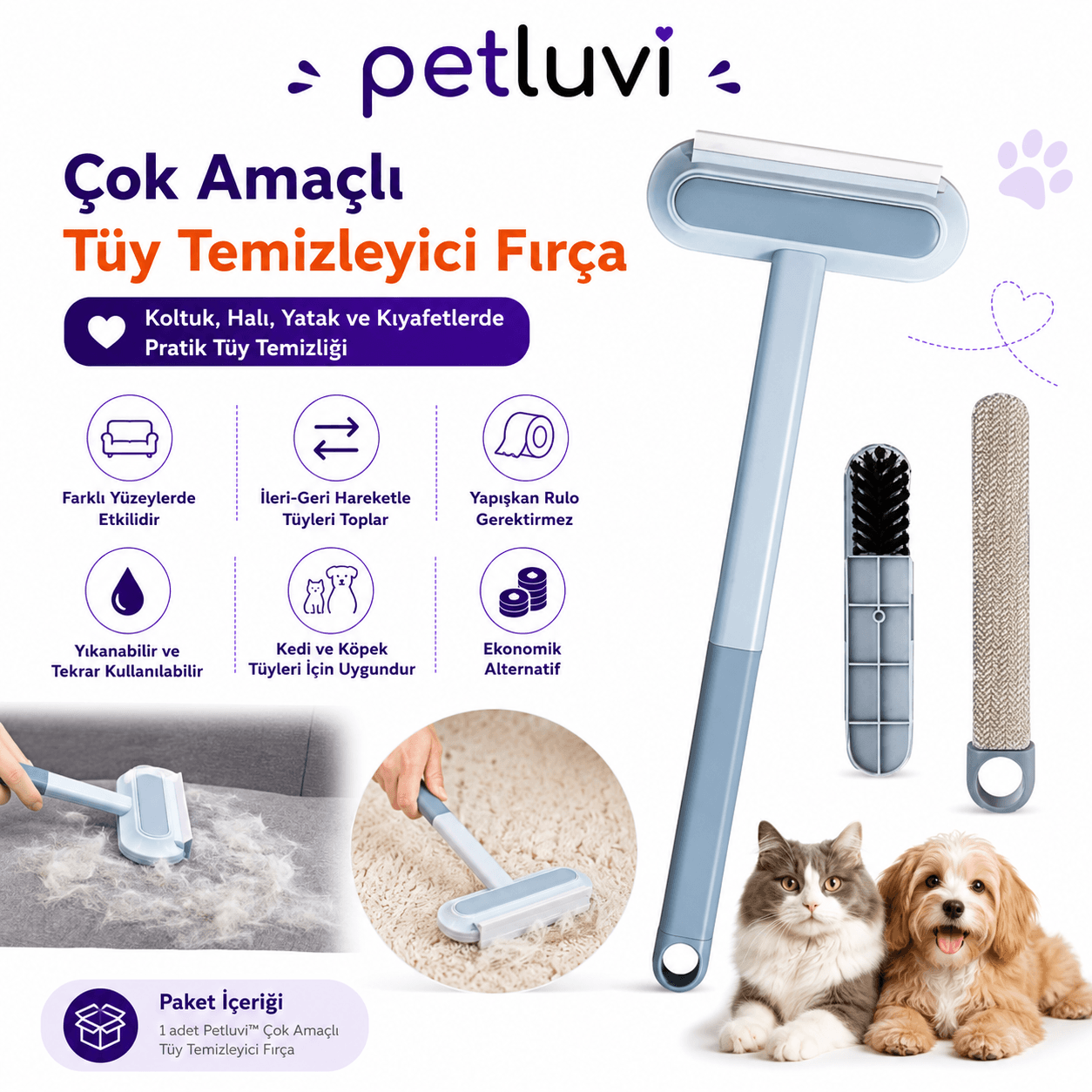 Petluvi™ Çok Amaçlı Tüy Temizleyici Fırça