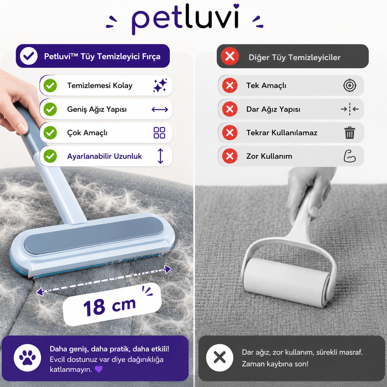 Petluvi™ Çok Amaçlı Tüy Temizleyici Fırça