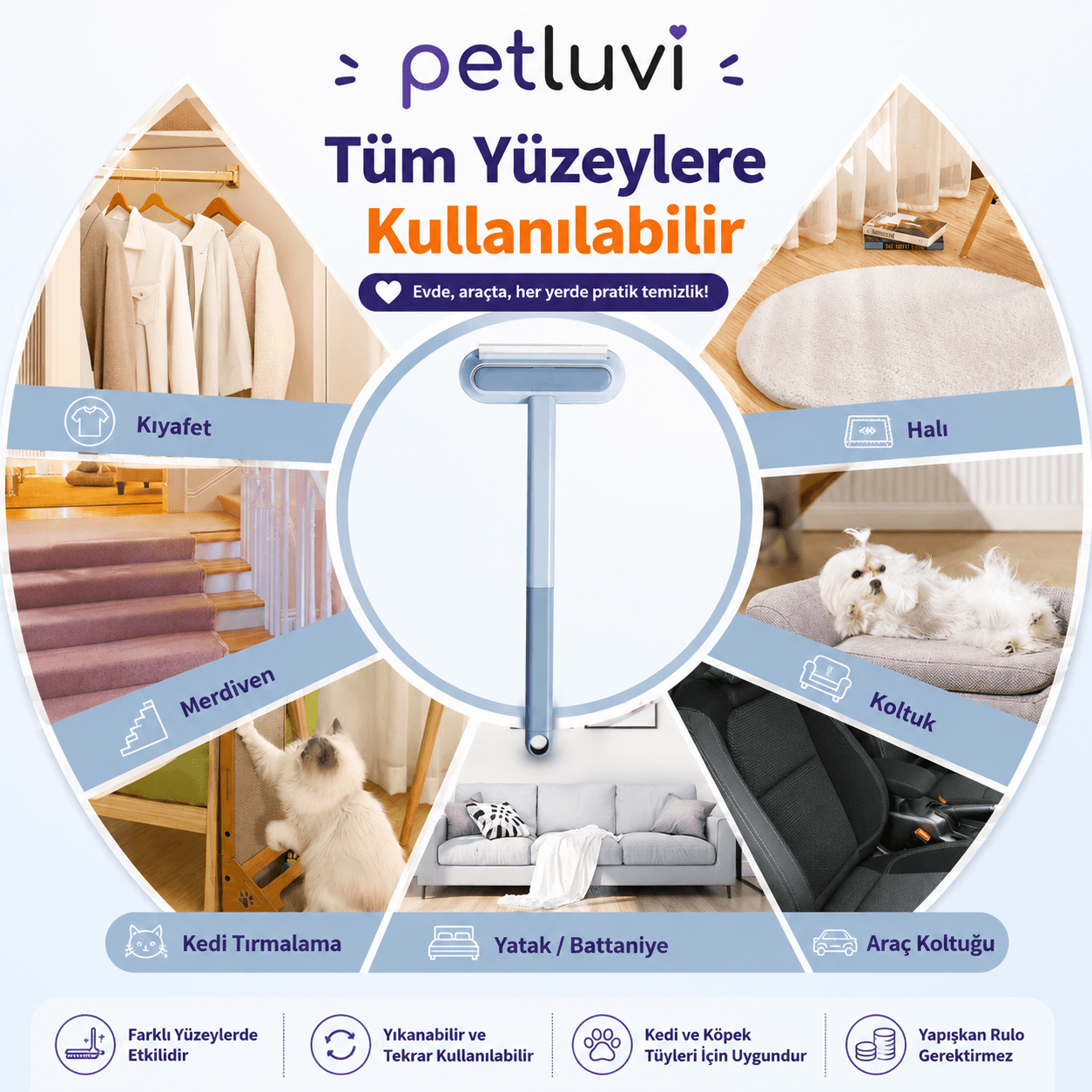 Petluvi™ Çok Amaçlı Tüy Temizleyici Fırça