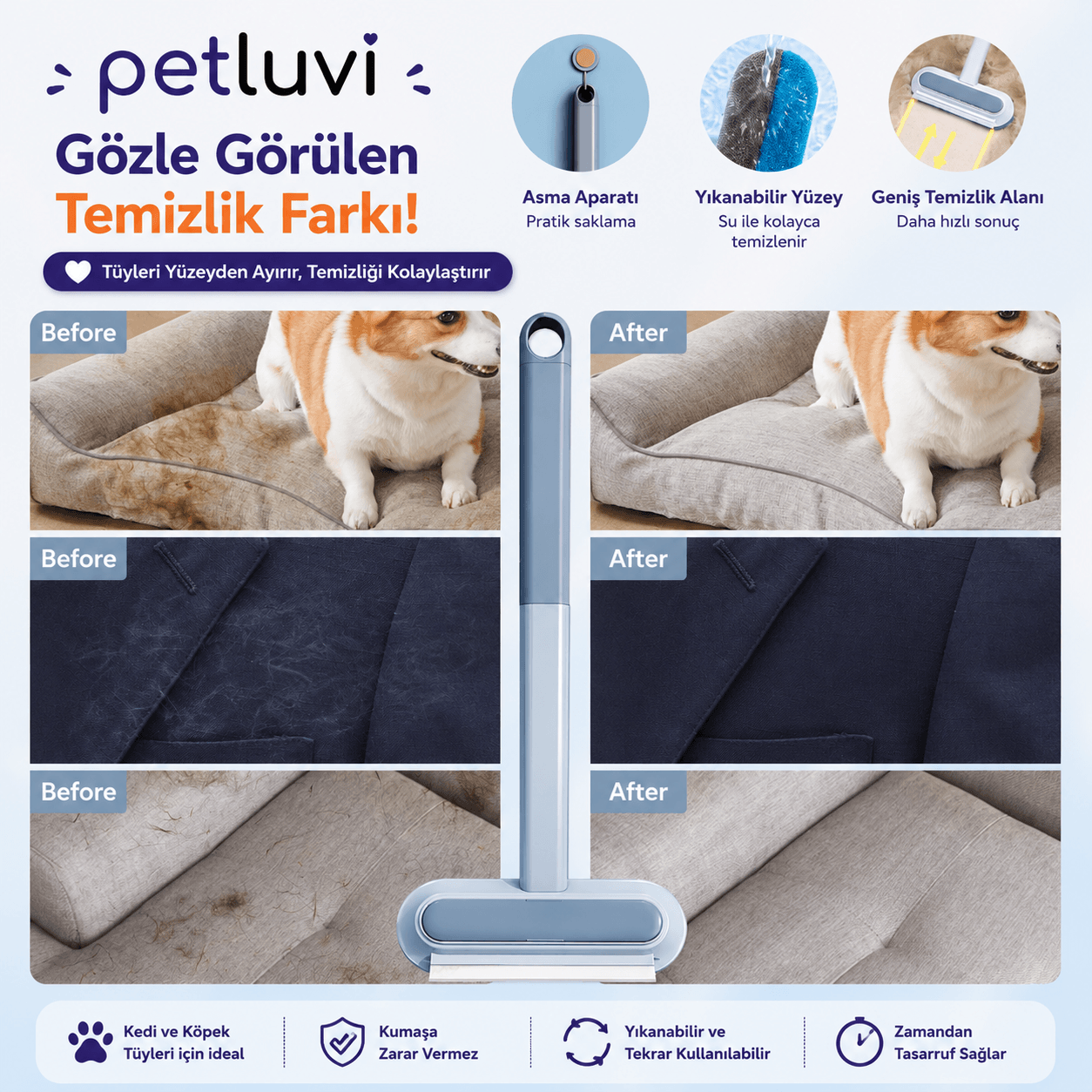 Petluvi™ Çok Amaçlı Tüy Temizleyici Fırça